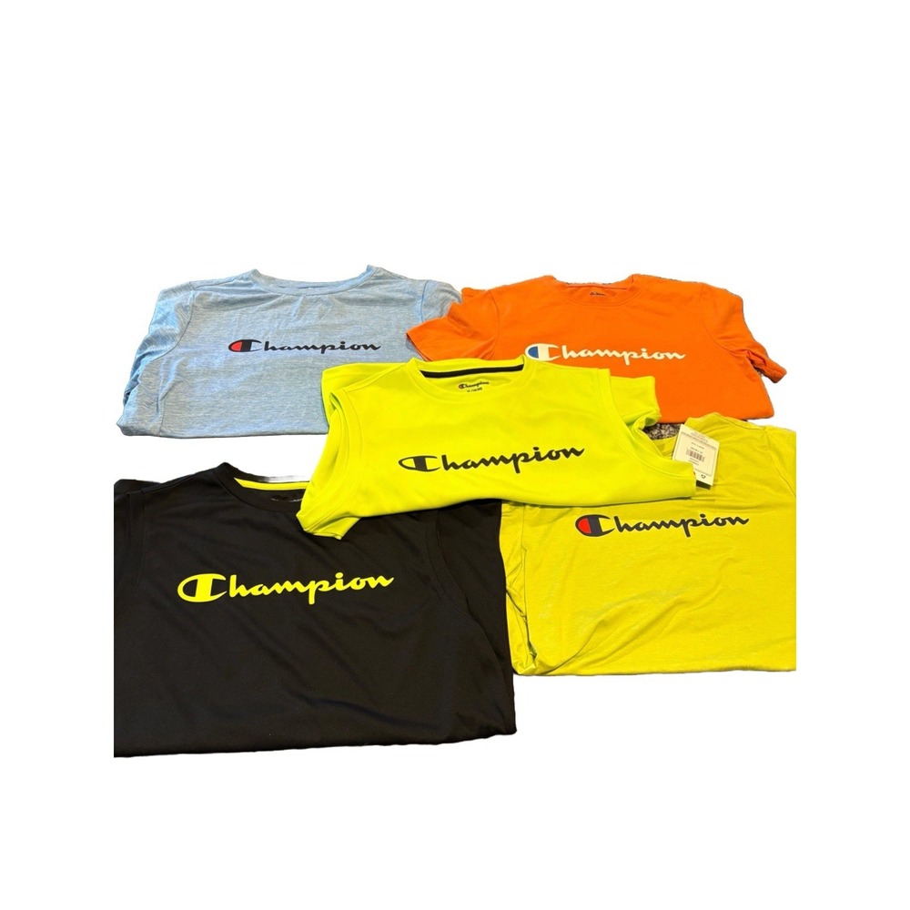 Champion Youth‎ XL Logo T-Shirt Assorted Colors 5-Pack (3 Short/2 Sleeveless)